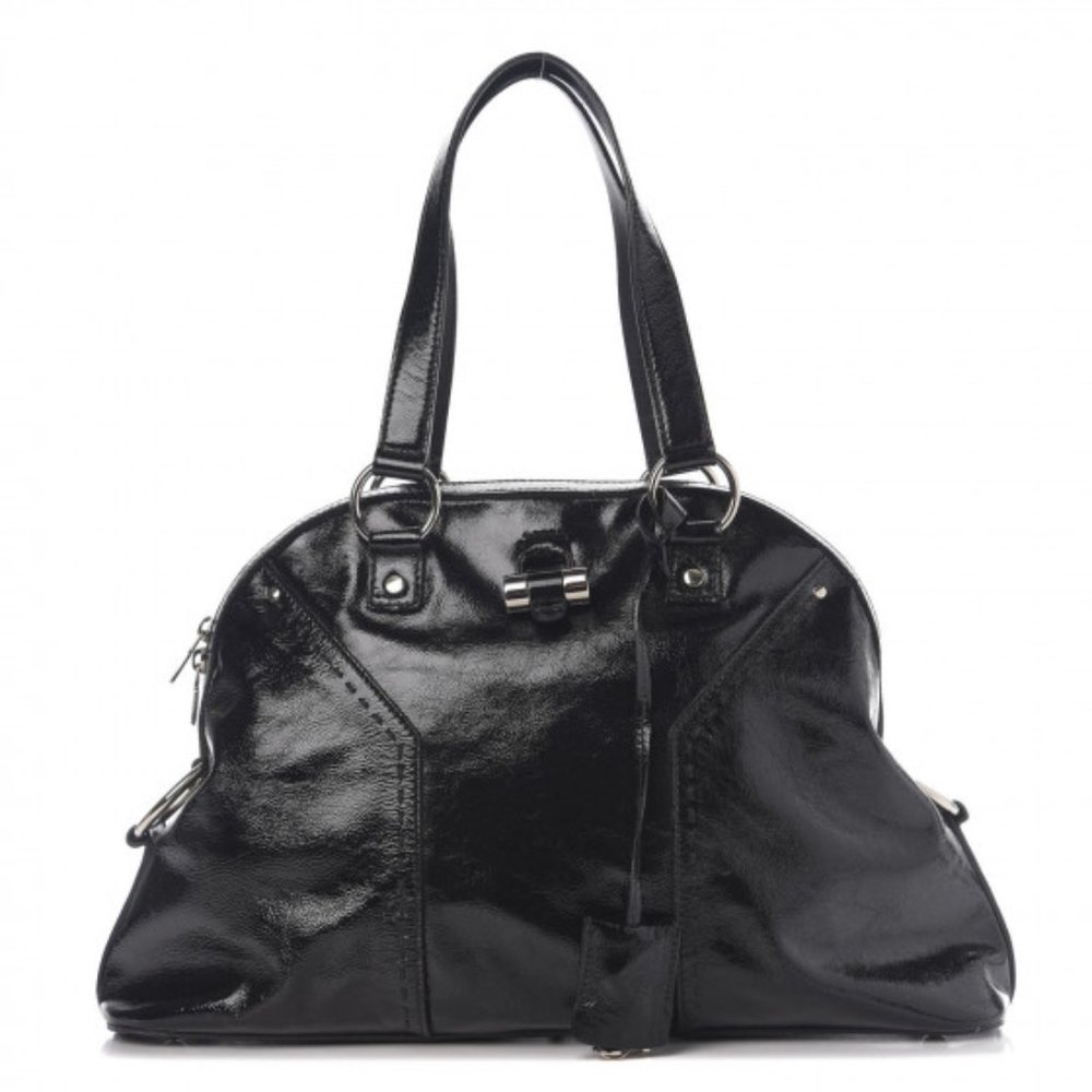 Saint Laurent Black Patent Leather Muse Bag